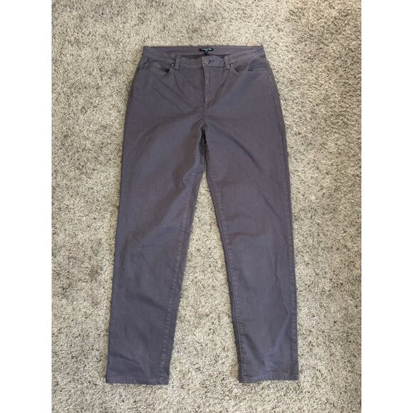 EILEEN FISHER Gray Organic Cotton Jean Pants Straight Basic Minimalist 14 34x31 - Picture 1 of 7